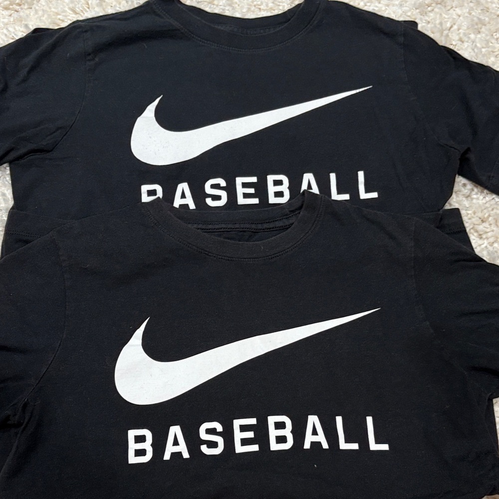 Lot of 2 Nike Kids Black short Sleeve Baseball Tee